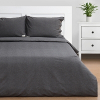 Постельное бельё Этель Denim евро, 200х220см, 220х240см, 50х70-2шт, цвет тёмно-серый, жатый хлопок, 140 г/м2