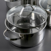 Набор кастрюль &laquo;Альта&raquo;, 3 предмета: 3,2 л, 4,2 л, 5,2 л, стеклянные крышки, капсульное дно, индукция