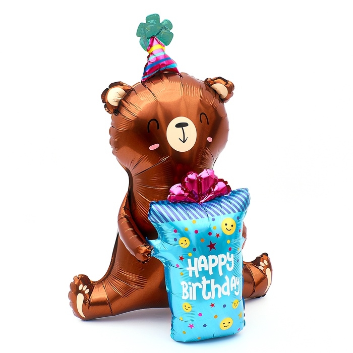 Шар фольгированный 38" &laquo;Мишка с подарком&raquo;, под воздух