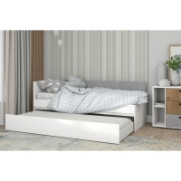 Кровать с ящиками с/м 800х2000 Юпитер, 2042х837х790, Белый/Крафт золотой/Бетон