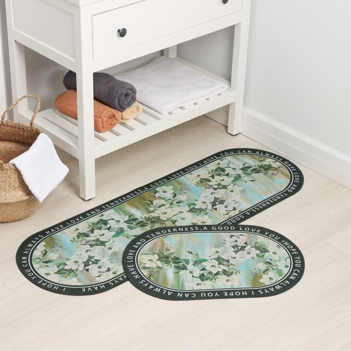 Коврики для дома SAVANNA &laquo;Ботаника&raquo;, 2 шт: 40&times;120 см, 40&times;60 см, цвет зелёный