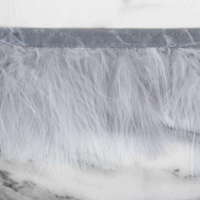 Тесьма с перьями марабу, 8-10 см, 5 &plusmn; 0,5 м, цвет серый