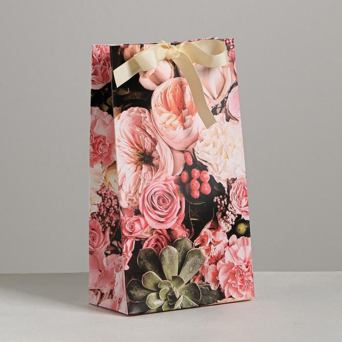 Пакет подарочный с лентой, упаковка, &laquo;Для тебя&raquo;, 13 х 23 х 7 см