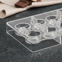 Форма для конфет и шоколада «Конфи», 20×12×2,5 см, 10 ячеек 3×1,5 см, цвет прозрачный Форма для конфет и шоколада «Конфи», 20×12×2,5 см, 10 ячеек 3×1,5 см, цвет прозрачный