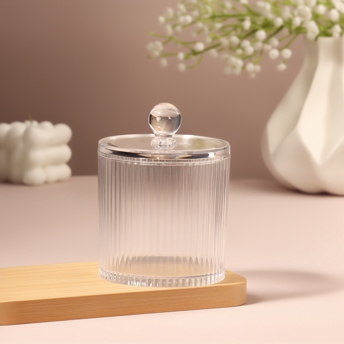 Органайзер для ватных палочек, с крышкой, d=9.5&times;12 см, прозрачный