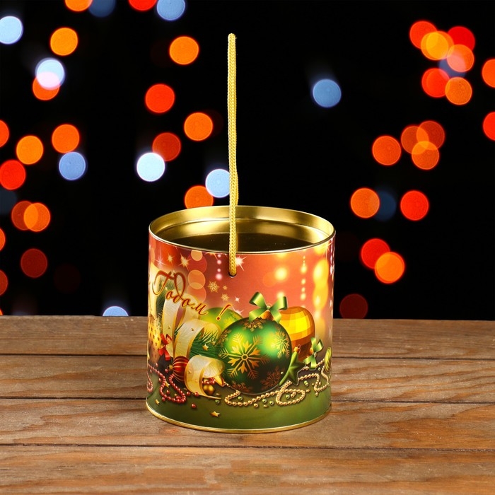 Новый год. Подарочная коробка, тубус &laquo;Новогодние игрушки&raquo; 120 х 120 мм (100 мм внутр. высота).