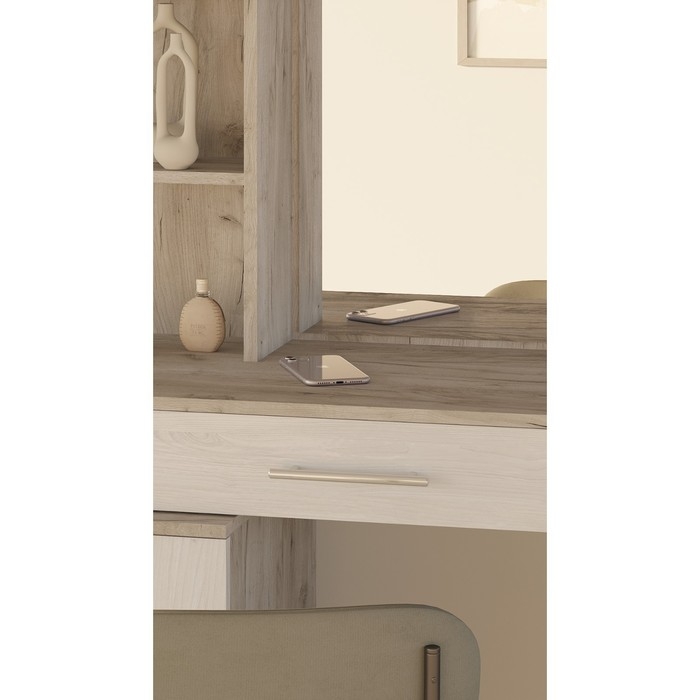 Стол туалетный Стол туалетный "Оливия", 1070х453х1466, Дуб Крафт Серый/Скандинавское дерево белое