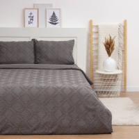 Постельное бельё LoveLife Tufting 1,5сп "Ромб" 143*215см,150*230см,50*70см-2шт, цвет серый, 110 г/м2