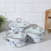 Набор эмалированных кастрюль «Белый мрамор-1-Элит», 3 предмета: 1,9 л, 2,5 л, 3,7 л, индукция Набор эмалированных кастрюль «Белый мрамор-1-Элит», 3 предмета: 1,9 л, 2,5 л, 3,7 л, индукция