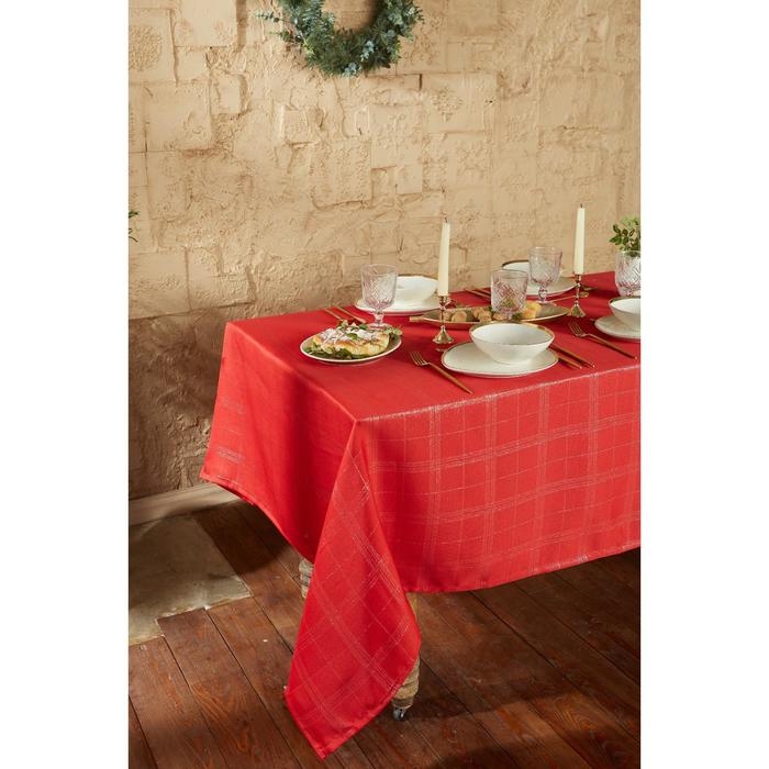 Скатерть Этель "Клетка" цв.серебро, 142*220 +/-3 см, 115 &plusmn;10 гр,100%