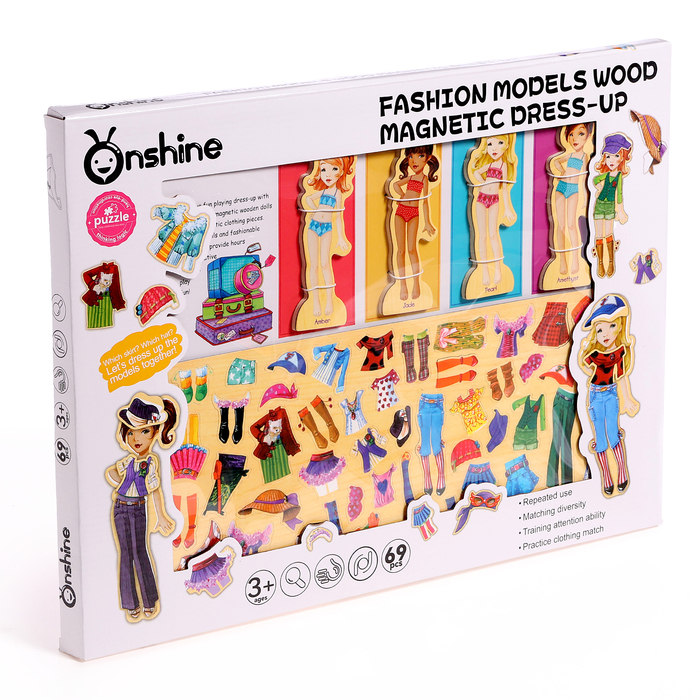 Игра на магнитах &laquo;Модные девчонки&raquo;, 63 элемента одежды + 4 куклы