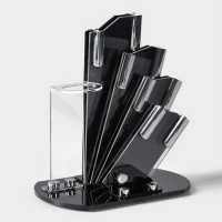 Набор кухонный на подставке Доляна «Симпл», 5 предметов: ножи 7,5 см, 10,5 см, 13 см, 15 см, овощечистка, цвет красный Набор кухонный на подставке Доляна «Симпл», 5 предметов: ножи 7,5 см, 10,5 см, 13 см, 15 см, овощечистка, цвет красный