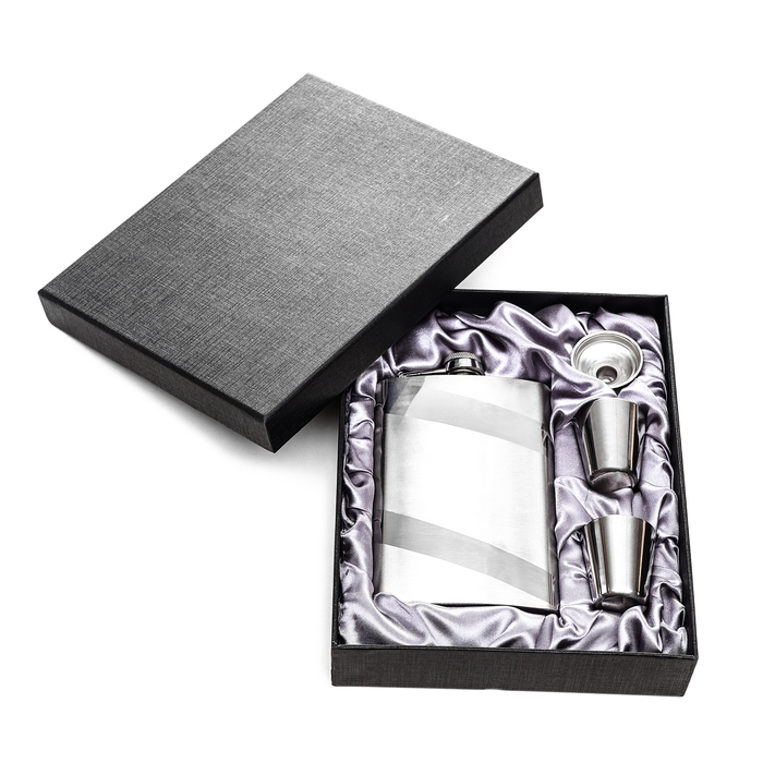 Подарочный набор 4 в 1 "Металлик": фляжка 240 мл + 2 рюмки, воронка