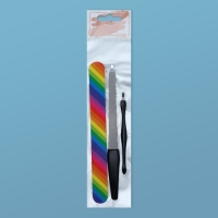 Набор маникюрный, 3 предмета, цвет чёрный/разноцветный Набор маникюрный, 3 предмета, цвет чёрный/разноцветный