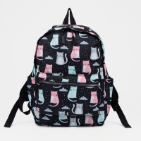 Рюкзак школьный из текстиля, наружный карман, цвет чёрный