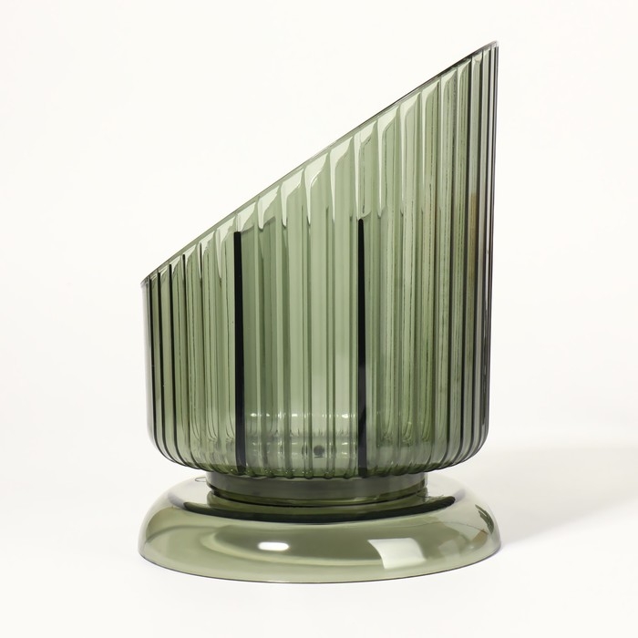 Подставка для хранения маникюрных/косметических принадлежностей &laquo;GREEN&raquo;, 3 секции, 16 &times; 11,5 &times; 11,5 см, цвет полупрозрачный/зелёный