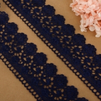 Кружево гипюровое, 60 мм × 6,8 ± 0,5 м, цвет тёмно-синий Кружево гипюровое, 60 мм × 6,8 ± 0,5 м, цвет тёмно-синий