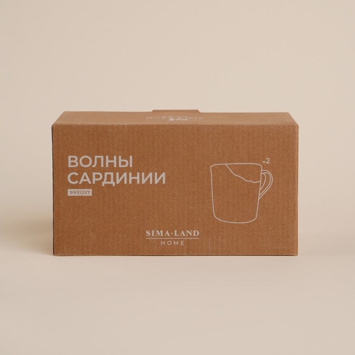 Набор кружек фарфоровых SL Home &laquo;Волны Сардинии&raquo;, 400 мл, цвет бежевый