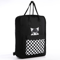 Рюкзак школьный текстильный Anime girl, 38х27х13 см, цвет чёрный