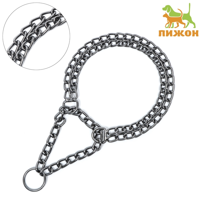Ошейник - полуудавка металлический двухрядный, 40 см, толщина проволоки 2 мм, черный Ошейник - полуудавка металлический двухрядный, 40 см, толщина проволоки 2 мм, черный