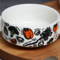 Супница с ручками керамическая «Овощи», 10.5 х 5 см, 220 мл, цвет белый Супница с ручками керамическая «Овощи», 10.5 х 5 см, 220 мл, цвет белый