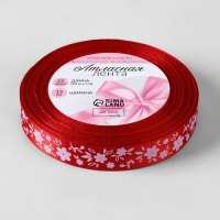 Лента атласная &laquo;Цветочки&raquo;, 15 мм &times; 23 &plusmn; 1 м, цвет красный №026