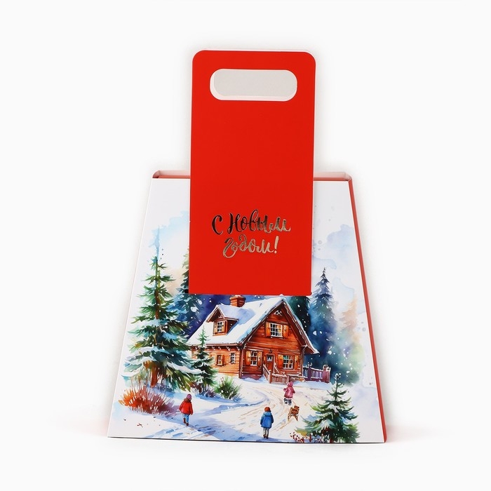 Коробка новогодняя складная с ручками &laquo;Домик в лесу&raquo; 23 х 8 х 32 см, Новый год
