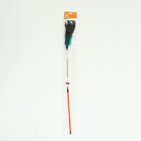 Дразнилка с перьями и 2 метал. бубенчиками и двойной ручкой (жёсткая/гибкая), 60 см, микс