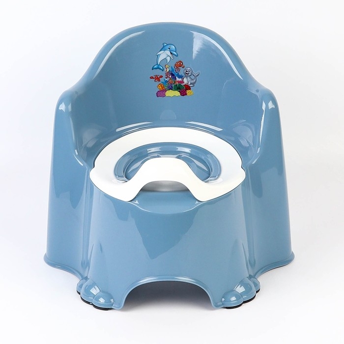 Горшок детский антискользящий &laquo;Комфорт&raquo; с крышкой, съёмная чаша, цвет голубой