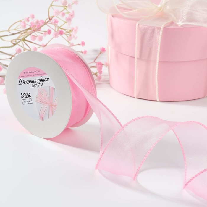 Лента капроновая &laquo;Волна&raquo;, 50 мм, 10 &plusmn; 1 м, цвет розовый