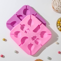 Форма для леденцов Доляна «Тропики», силикон, 13,5×13,5×1,2 см, 8 ячеек, с палочками, цвет МИКС Форма для леденцов Доляна «Тропики», силикон, 13,5×13,5×1,2 см, 8 ячеек, с палочками, цвет МИКС