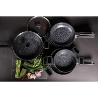 Кастрюля Magistro Warrior, 4 л, d=24 см, h=10,5 см, с крышкой, антипригарное покрытие, индукция, цвет чёрный