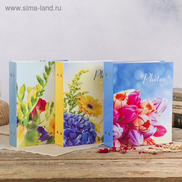 Фотоальбом на 200 фото 10х15 см "Цветочная коллекция-4" МИКС