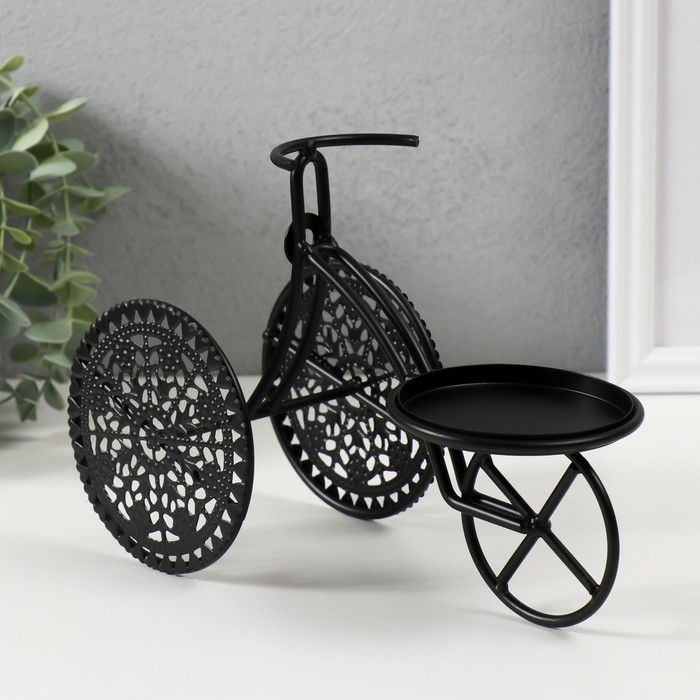 Подсвечник металл на1 свечу Подсвечник металл на1 свечу "Трёхколёсный велосипед" d=8 см чёрный 23х11,5х16 см