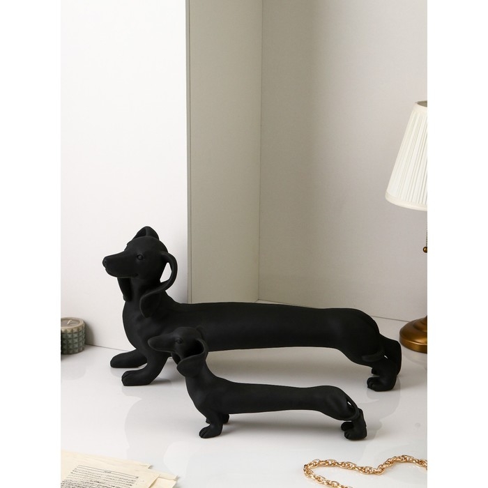 Набор фигур &laquo;Такса&raquo;, полистоун, 35 см, цвет черный матовый