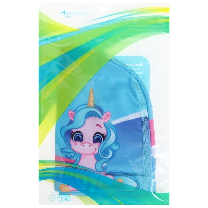 Шапочка для плавания детская ONLYTOP &laquo;Единорожка&raquo;, тканевая, обхват 46-52 см