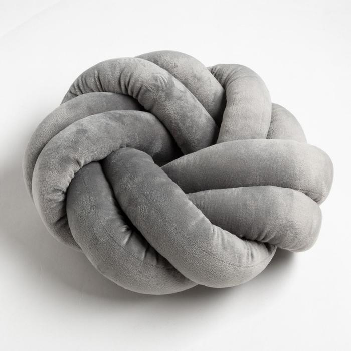 Подушка-узел &laquo;Этель&raquo;, d=33см, цвет тёмно-серый, велюр