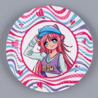 Набор бумажной посуды одноразовый Аниме», фуксия: 6 тарелок, 1 гирлянда, 6 стаканов, 6 колпаков Набор бумажной посуды одноразовый Аниме», фуксия: 6 тарелок, 1 гирлянда, 6 стаканов, 6 колпаков