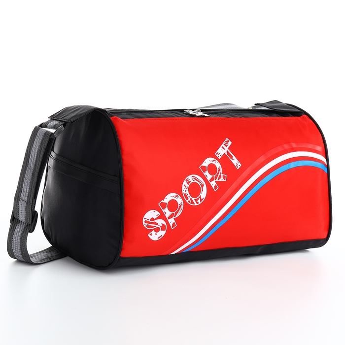 Сумка спортивная на молнии, боковой карман/сетка, регулируемый ремень, маленький размер, цвет чёрный/красный Сумка спортивная на молнии, боковой карман/сетка, регулируемый ремень, маленький размер, цвет чёрный/красный