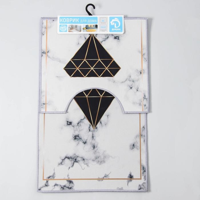 Набор ковриков для ванной и туалета Доляна &laquo;Глэм&raquo;, 2 шт: 50&times;80, 40&times;50 см