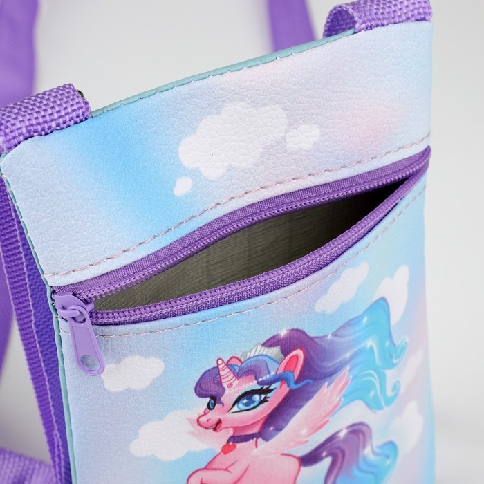 Подарочный набор для девочки &laquo;Единорог в облаках&raquo;, сумка и заколки для волос, цвет голубой/сиреневый