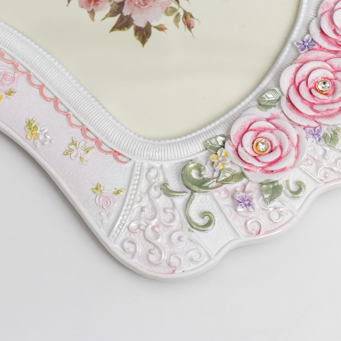 Фоторамка полистоун 10х15 см "Розы. Кружевная вышивка" стразы 23х16,5 см