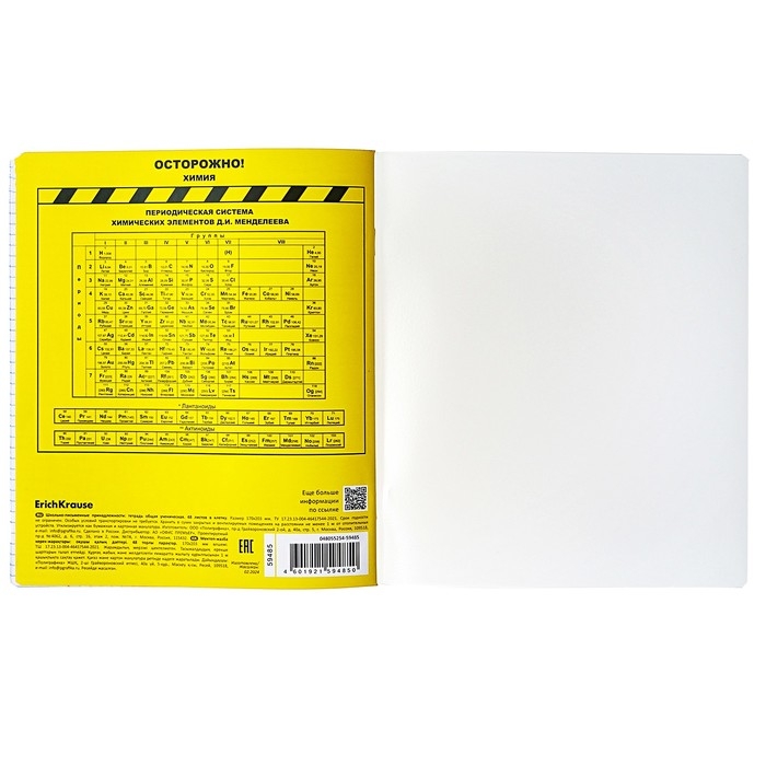 Тетрадь предметная ХИМИЯ, 48 листов в клетку, ErichKrause Be Informed, пластиковая обложка, шелкография, блок офсет 100% белизна, инфо-блок