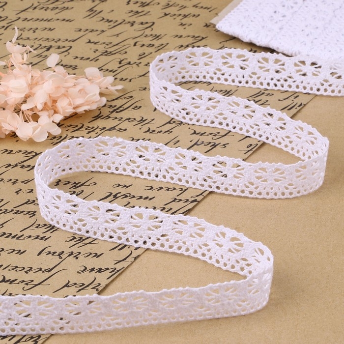 Кружево вязаное, 25 мм &times; 10 &plusmn; 1 м, цвет белый