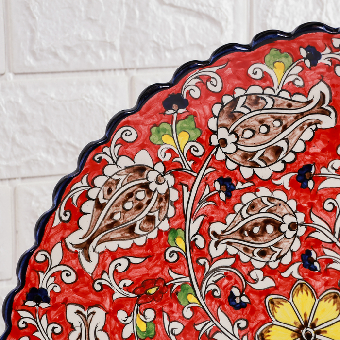 Ляган Риштанская Керамика Ляган Риштанская Керамика "Цветы", 42 см, овальный, рифлёный