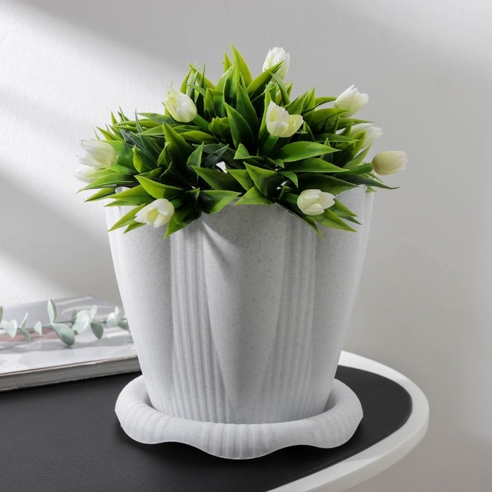 Горшок с поддоном &laquo;Эдельвейс&raquo;, 3 л, цвет мраморный