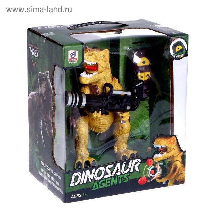 Динозавр радиоуправляемый T-Rex, стреляет ракетами, работает от батареек, МИКС Динозавр радиоуправляемый T-Rex, стреляет ракетами, работает от батареек, МИКС