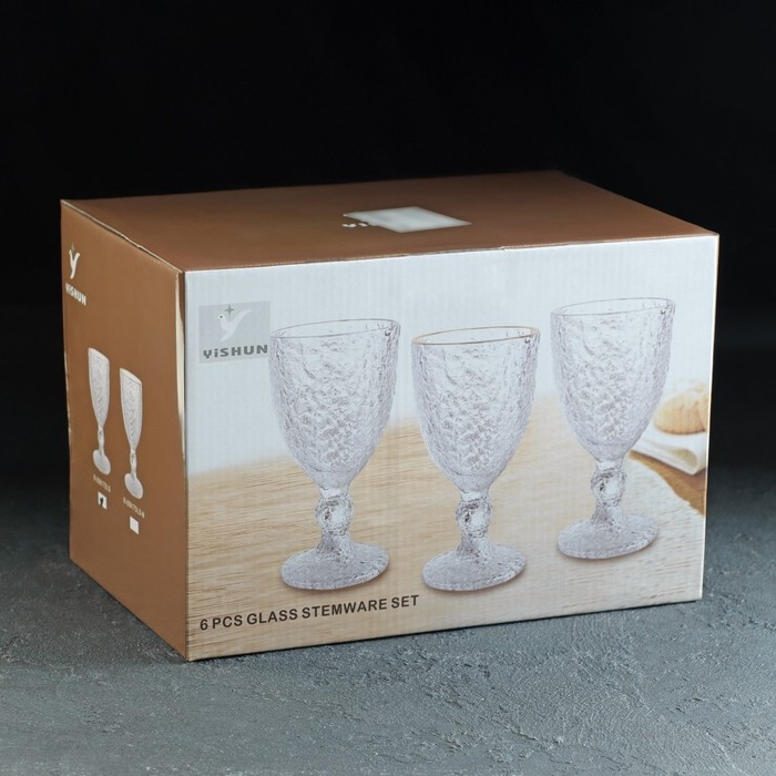 Набор бокалов для вина стеклянный &laquo;Вулкан&raquo;, 320 мл, 8,9&times;17 см, 6 шт