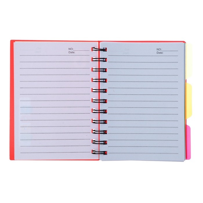 Блокнот на гребне А6, 100 листов, линия, обложка пластик, с разделителями, классика, МИКС