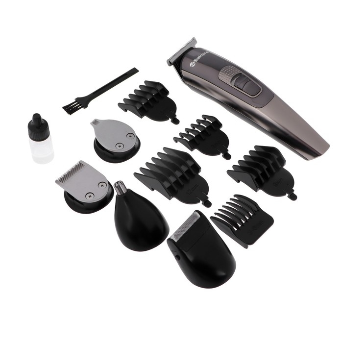 Триммер Sakura SA-5531BK, для бороды/усов/головы, 3-12 мм, 9 насадок, АКБ, чёрный Триммер Sakura SA-5531BK, для бороды/усов/головы, 3-12 мм, 9 насадок, АКБ, чёрный